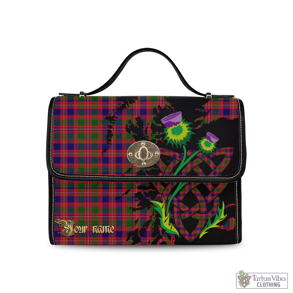 Tartan Vibes Clothing Wright Tartan Waterproof Canvas Bag with Scotland Map and Thistle Celtic Accents