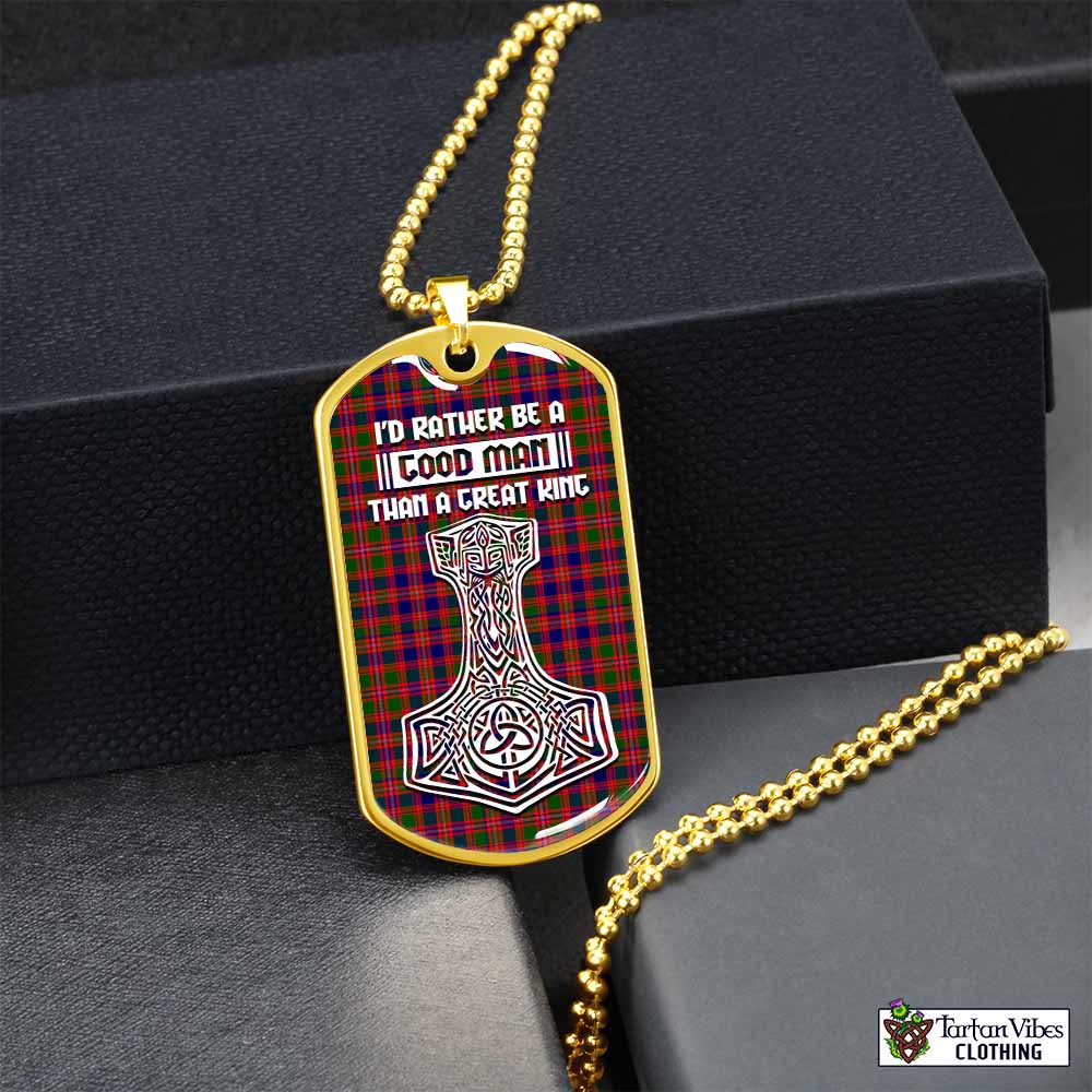 Wright Tartan Dog Tag Necklace Viking Mjolnir Style Gold No - Tartan Vibes Clothing