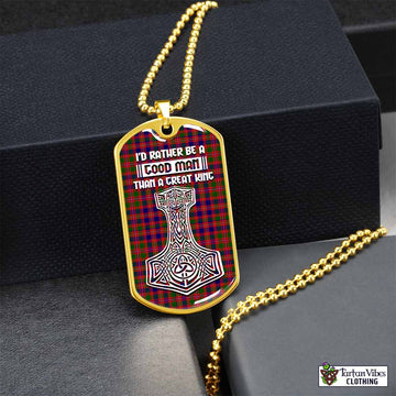 Wright Tartan Dog Tag Necklace Viking Mjolnir Style Gold No - Tartan Vibes Clothing