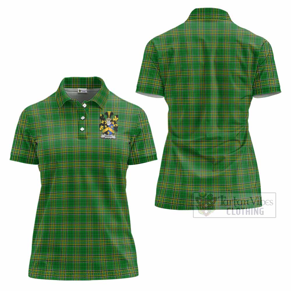 Wright Irish Clan Tartan Women's Polo Shirt with Coat of Arms - Tartan Vibes Clothing