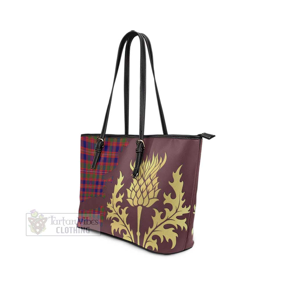 Wright Tartan Leather Tote Bag Gold Thistle Style - Tartan Vibes Clothing