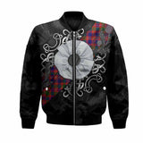 Wright Tartan Bomber Jacket Jacobite White Rose Unisex Black - Tartan Vibes Clothing