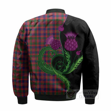 Wright Tartan Bomber Jacket Traditional Scottish Thistle - Tartan Vibes Clothing