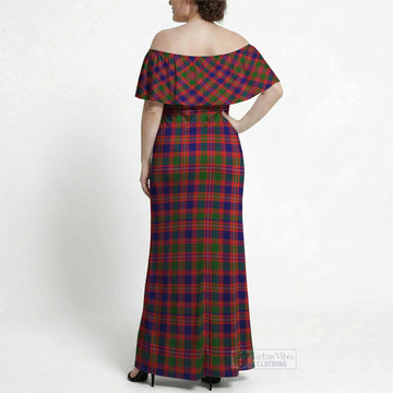Wright Tartan Off Shoulder Ruffle Maxi Dress - Tartan Vibes Clothing