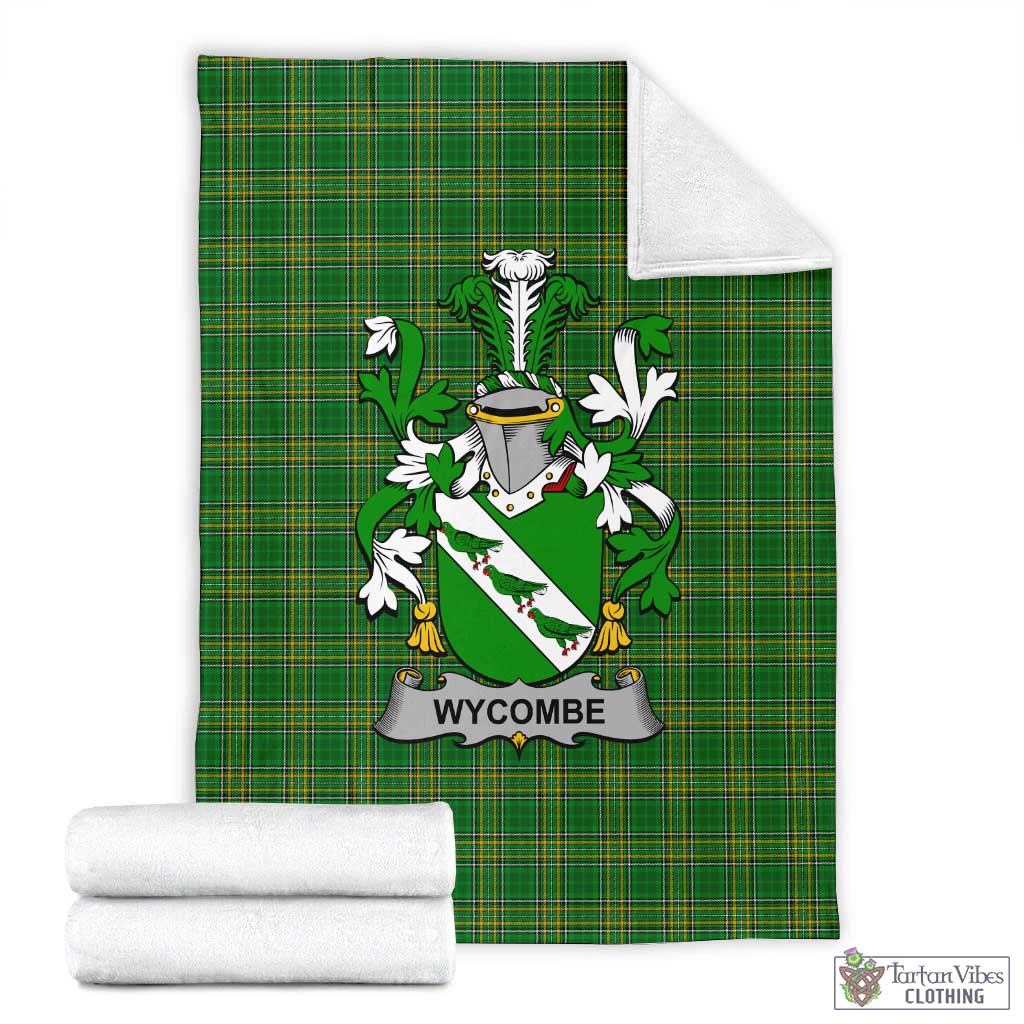 Tartan Vibes Clothing Wycombe Irish Clan Tartan Blanket with Coat of Arms