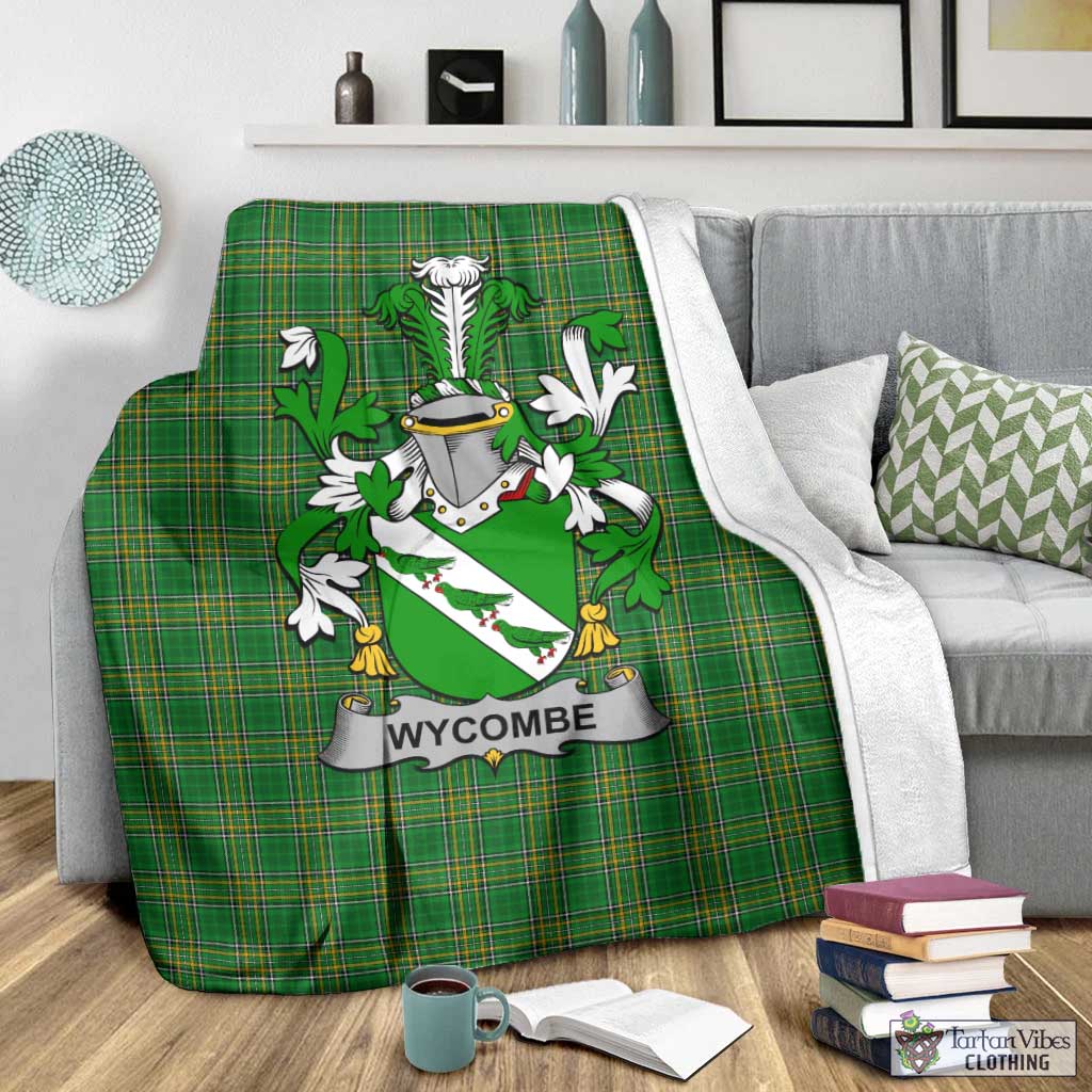 Tartan Vibes Clothing Wycombe Irish Clan Tartan Blanket with Coat of Arms