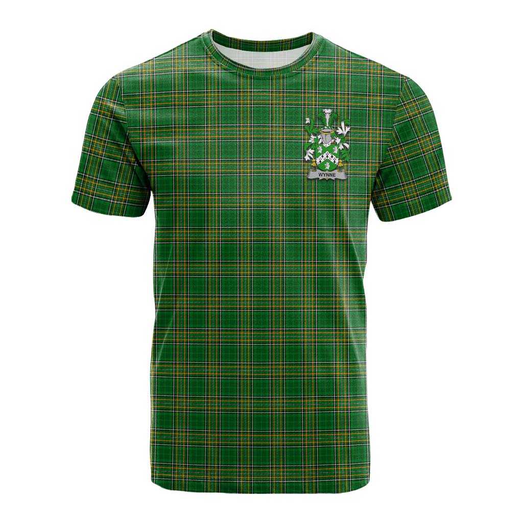 Tartan Vibes Clothing Wynne Irish Clan Tartan Cotton T-shirt with Coat of Arms