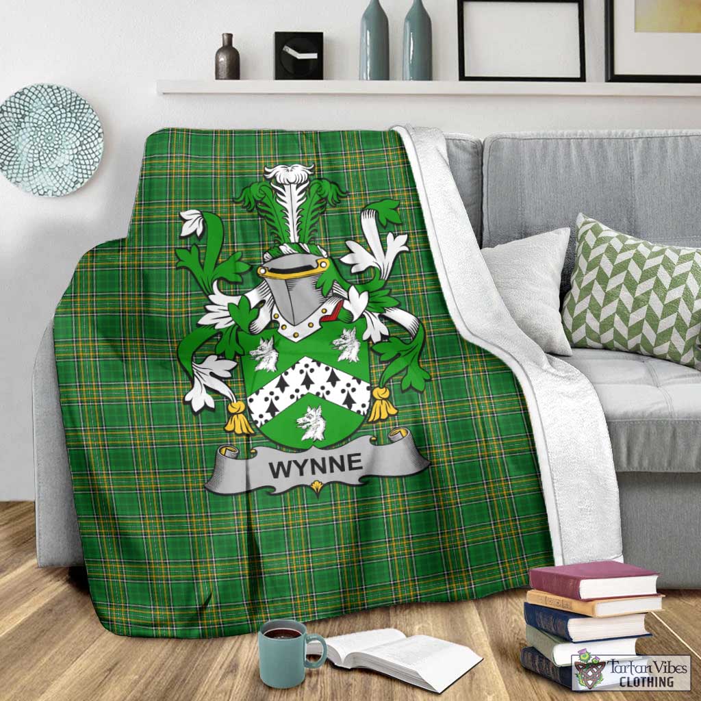 Tartan Vibes Clothing Wynne Irish Clan Tartan Blanket with Coat of Arms