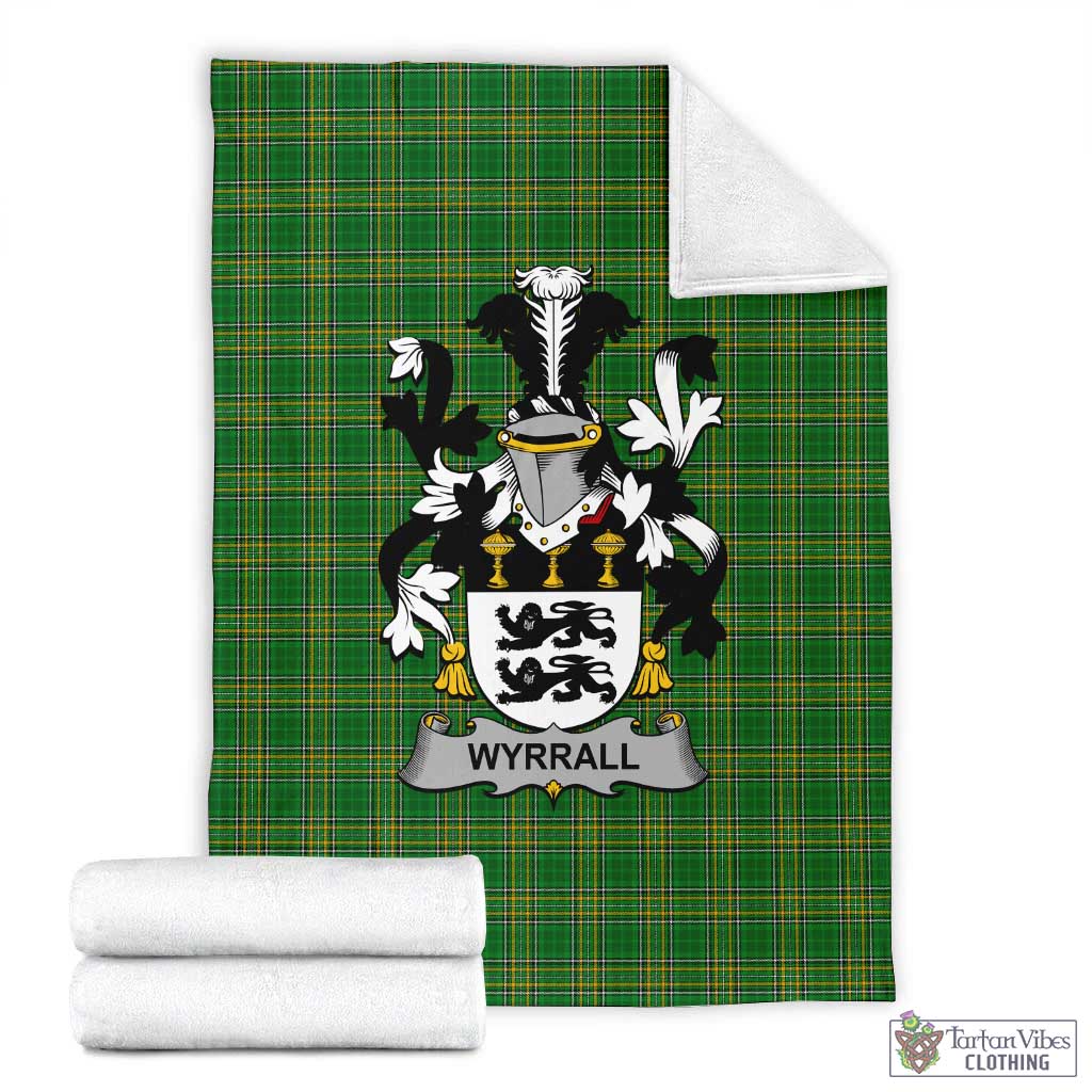 Tartan Vibes Clothing Wyrrall Irish Clan Tartan Blanket with Coat of Arms