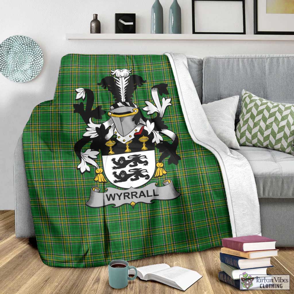 Tartan Vibes Clothing Wyrrall Irish Clan Tartan Blanket with Coat of Arms