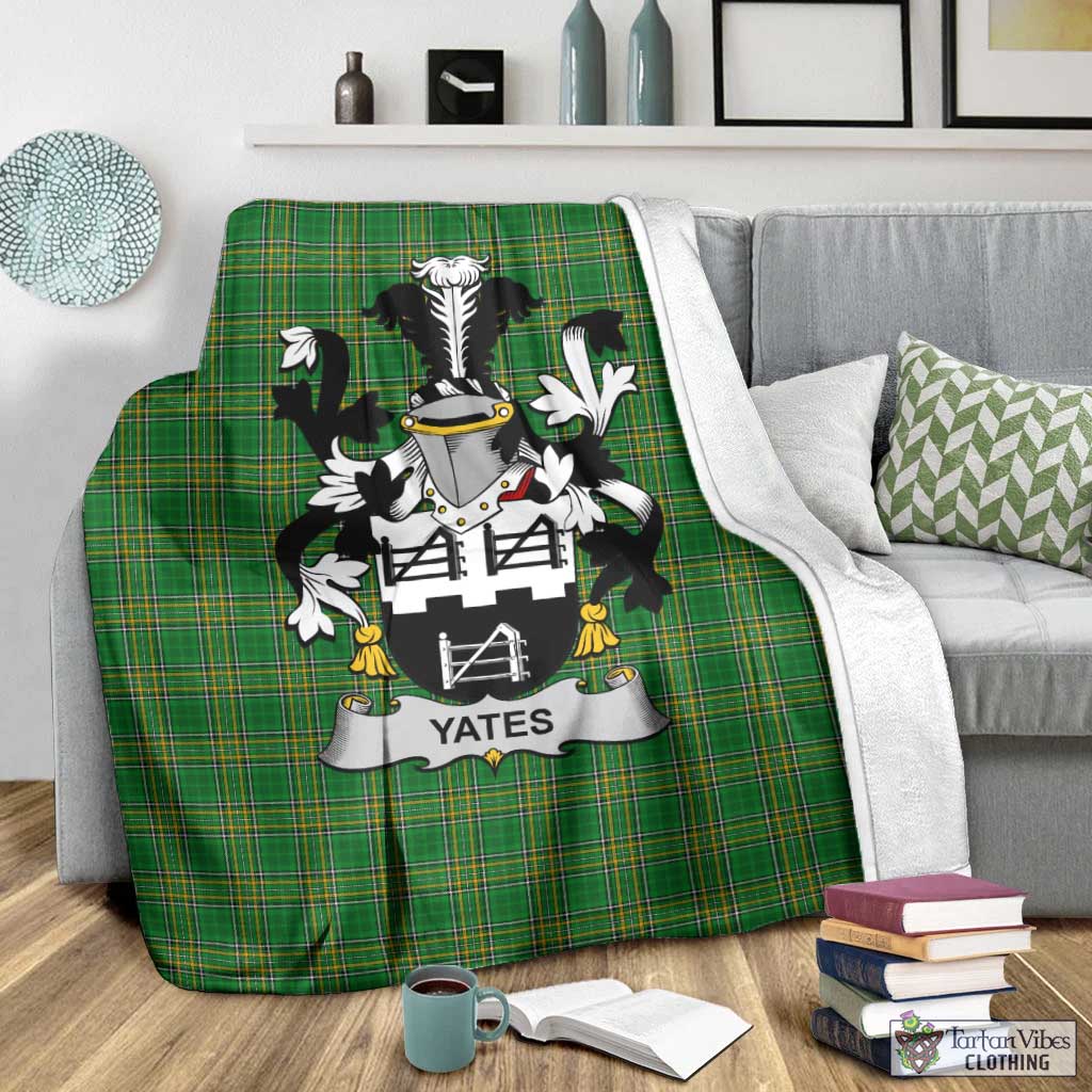 Tartan Vibes Clothing Yeates Irish Clan Tartan Blanket with Coat of Arms