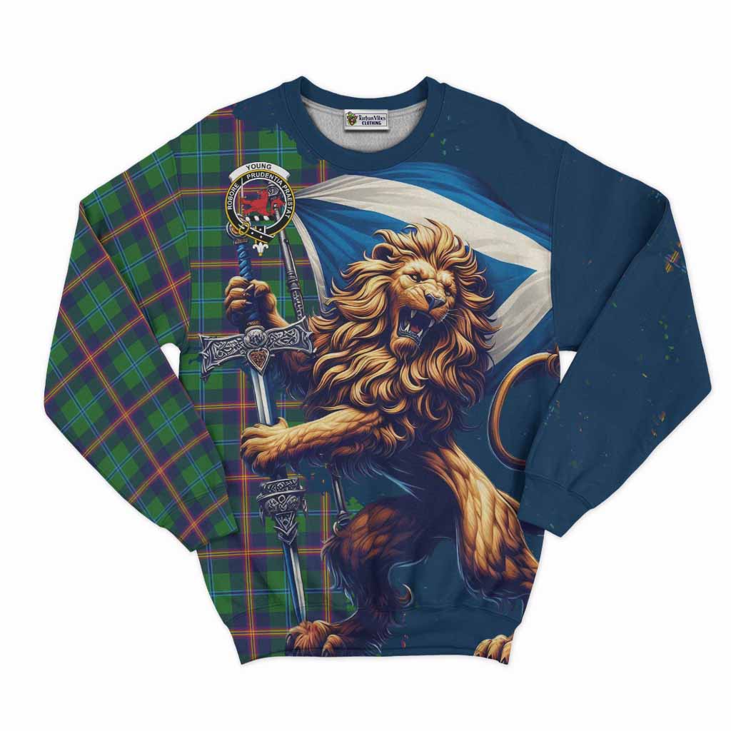 Tartan Vibes Clothing Young Tartan Family Crest Sweatshirt with Scottish Majestic Lion