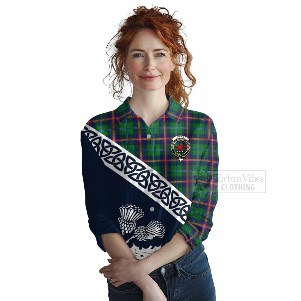 Tartan Vibes Clothing Young Tartan Women's Casual Shirt Featuring Thistle and Scotland Map