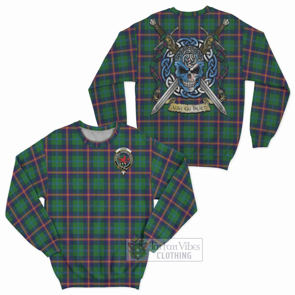 Tartan Vibes Clothing Young Tartan Sweatshirt with Family Crest Celtic Skull Style