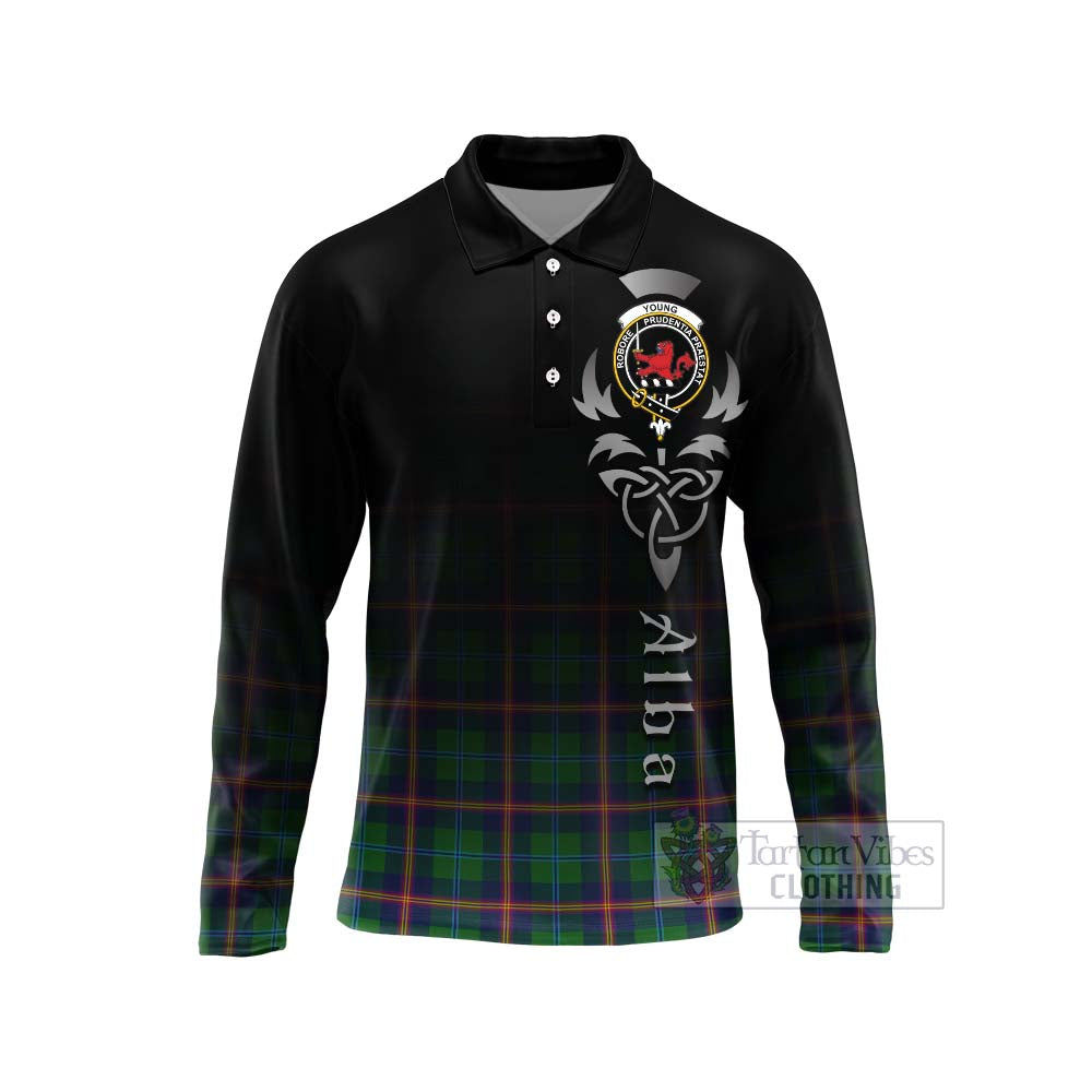 Tartan Vibes Clothing Young Tartan Long Sleeve Polo Shirt Featuring Alba Gu Brath Family Crest Celtic Inspired