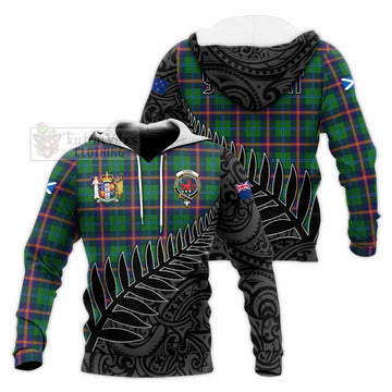 Young Crest Tartan Knitted Hoodie with New Zealand Silver Fern Half Style