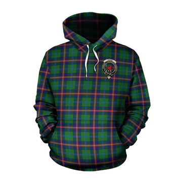 Young Tartan Cotton Hoodie with Family Crest Celtic Skull Style