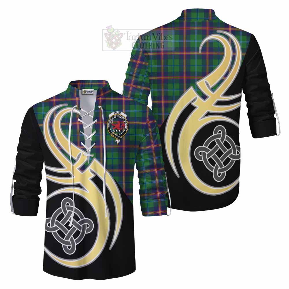 Tartan Vibes Clothing Young Tartan Ghillie Kilt Shirt with Family Crest and Celtic Symbol Style