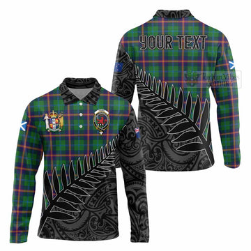 Young Crest Tartan Long Sleeve Polo Shirt with New Zealand Silver Fern Half Style