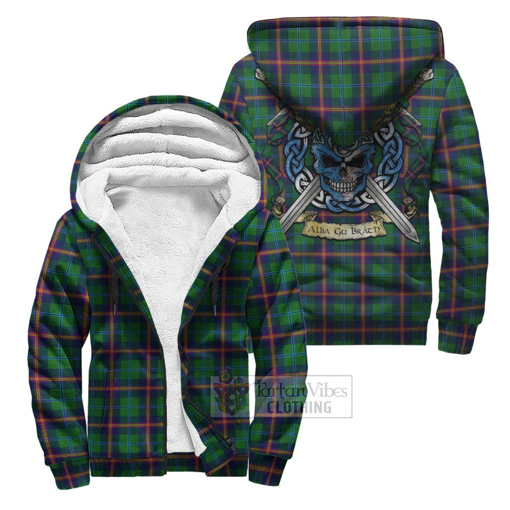 Tartan Vibes Clothing Young Tartan Sherpa Hoodie with Family Crest Celtic Skull Style