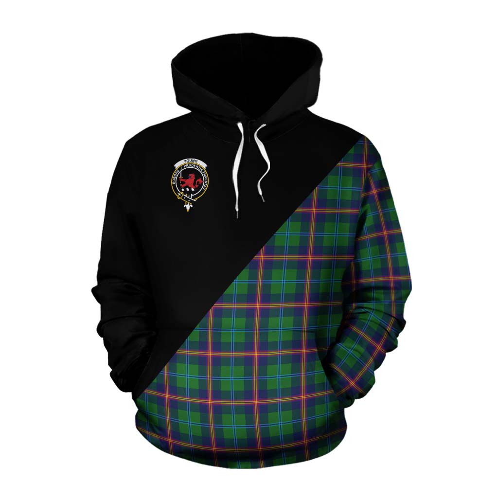 Tartan Vibes Clothing Young Tartan Cotton Hoodie with Family Crest and Military Logo Style