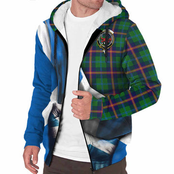 Young Tartan Sherpa Hoodie with Family Crest Scotland Patriotic Style