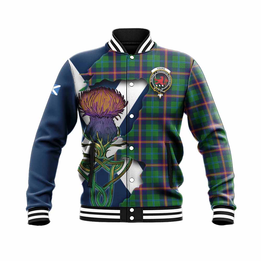 Young Tartan Family Crest Baseball Jacket Scottish Thistle Celtic Inspired Unisex - Tartan Vibes Clothing