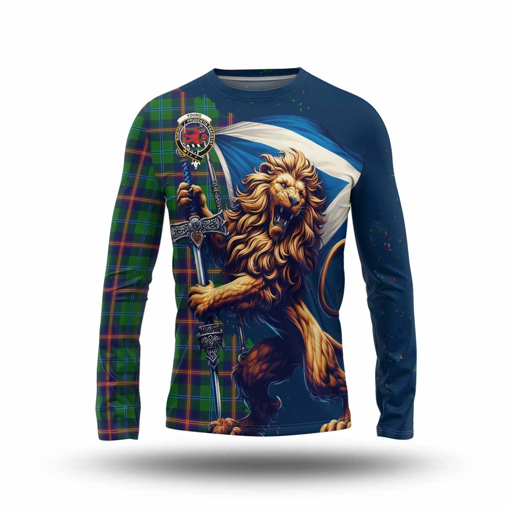 Tartan Vibes Clothing Young Tartan Family Crest Long Sleeve T-Shirt with Scottish Majestic Lion