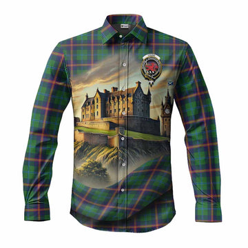 Young Tartan Family Crest Long Sleeve Button Shirt with Scottish Ancient Castle Style Men's Shirt S - Tartan Vibes Clothing