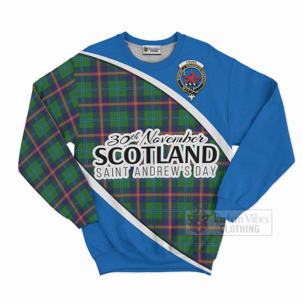 Tartan Vibes Clothing Young Family Crest Tartan Sweatshirt Celebrate Saint Andrew's Day in Style