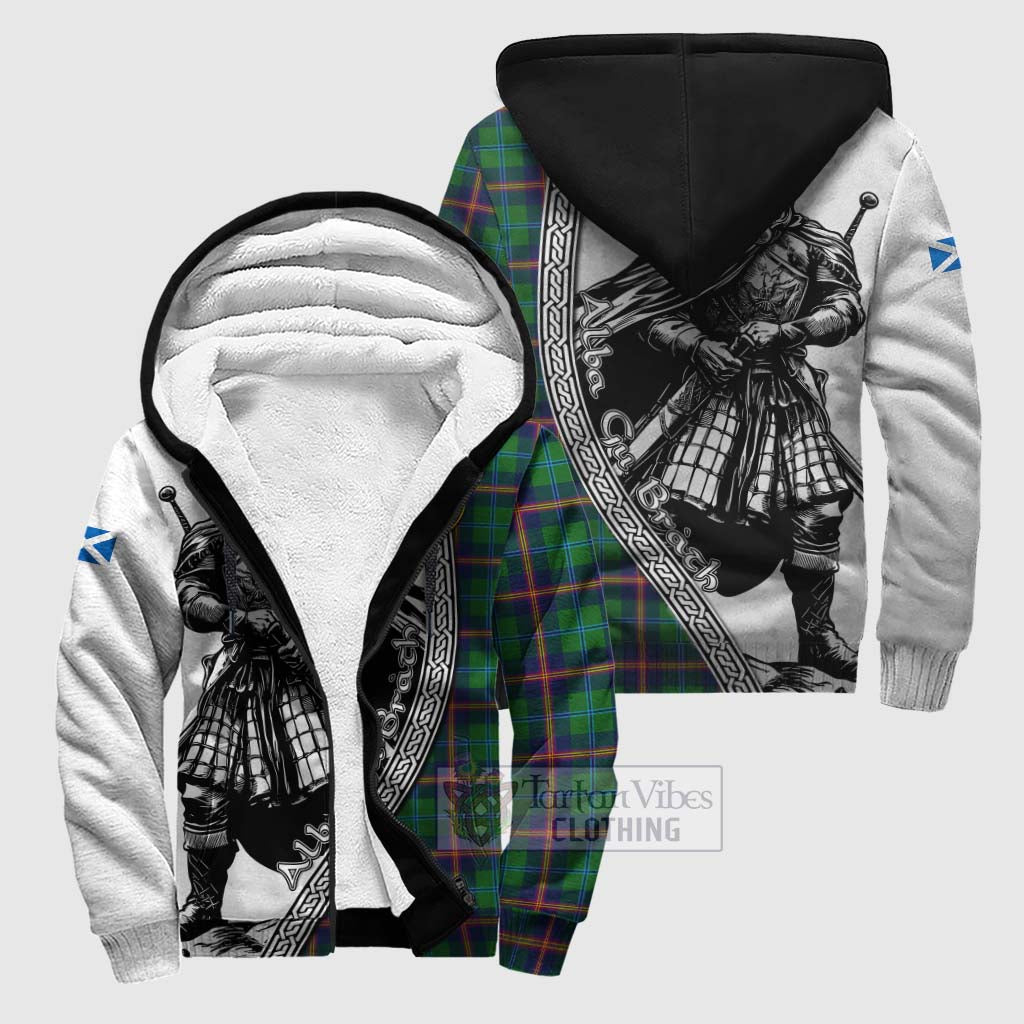 Tartan Vibes Clothing Young Tartan Clan Crest Sherpa Hoodie with Highlander Warrior Celtic Style