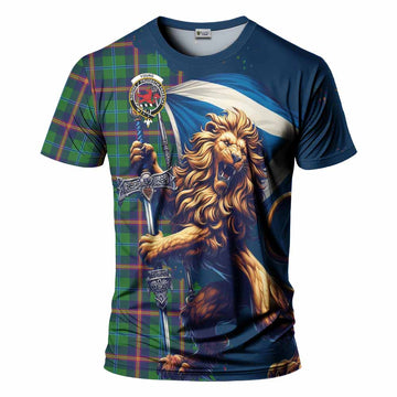 Young Tartan Family Crest T-Shirt with Scottish Majestic Lion