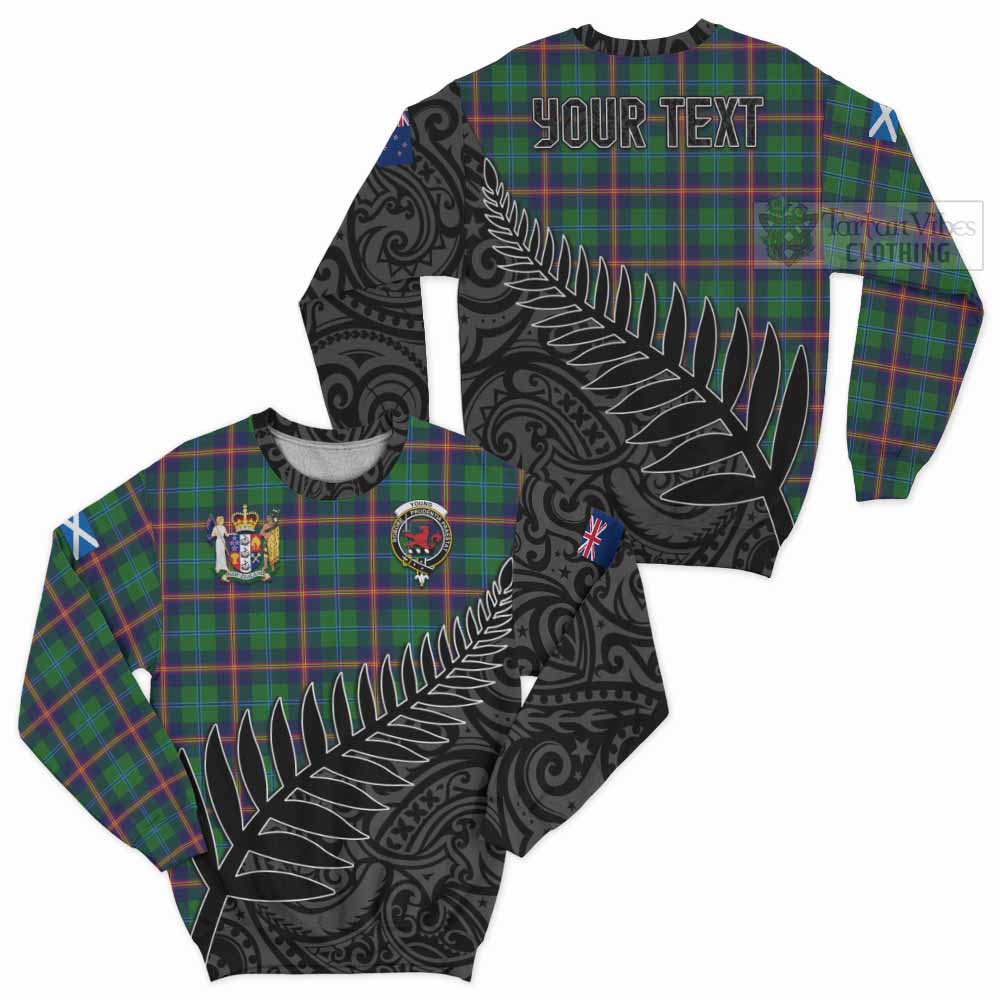 Tartan Vibes Clothing Young Crest Tartan Sweatshirt with New Zealand Silver Fern Half Style