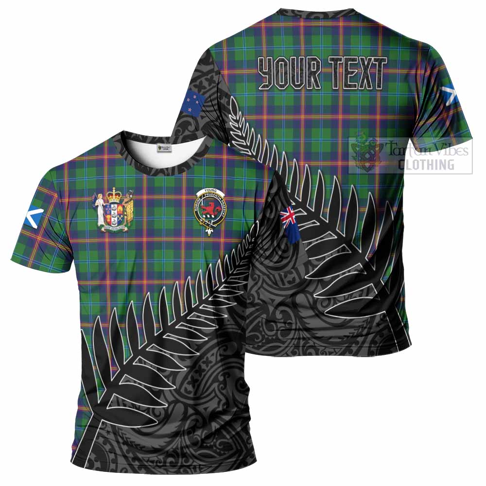 Tartan Vibes Clothing Young Crest Tartan T-Shirt with New Zealand Silver Fern Half Style