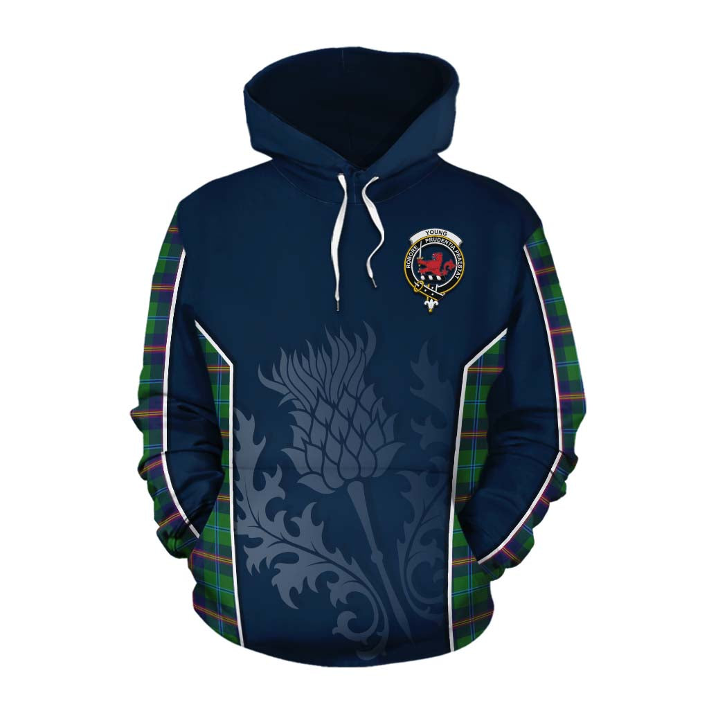 Tartan Vibes Clothing Young Tartan Cotton Hoodie with Family Crest and Scottish Thistle Vibes Sport Style