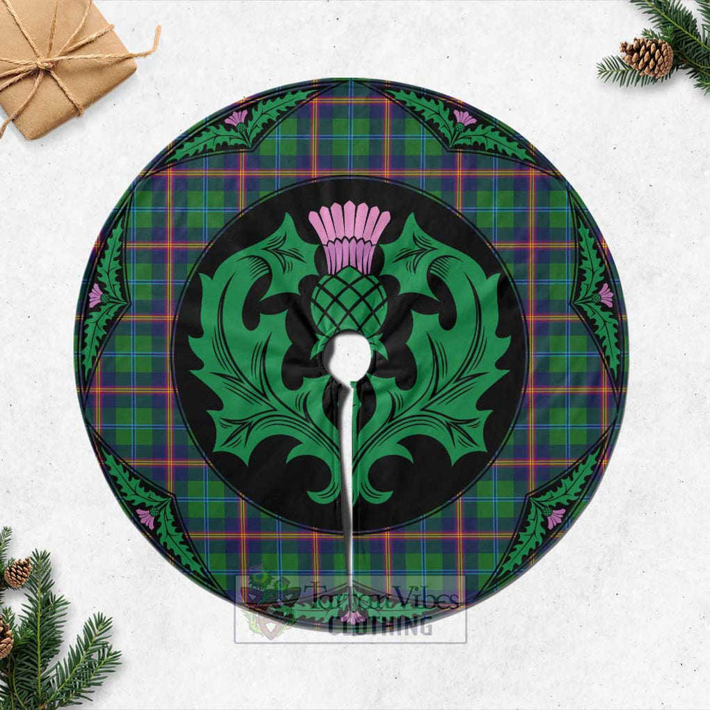 Tartan Vibes Clothing Young Tartan Christmas Tree Skirt Scottish Thistle Style