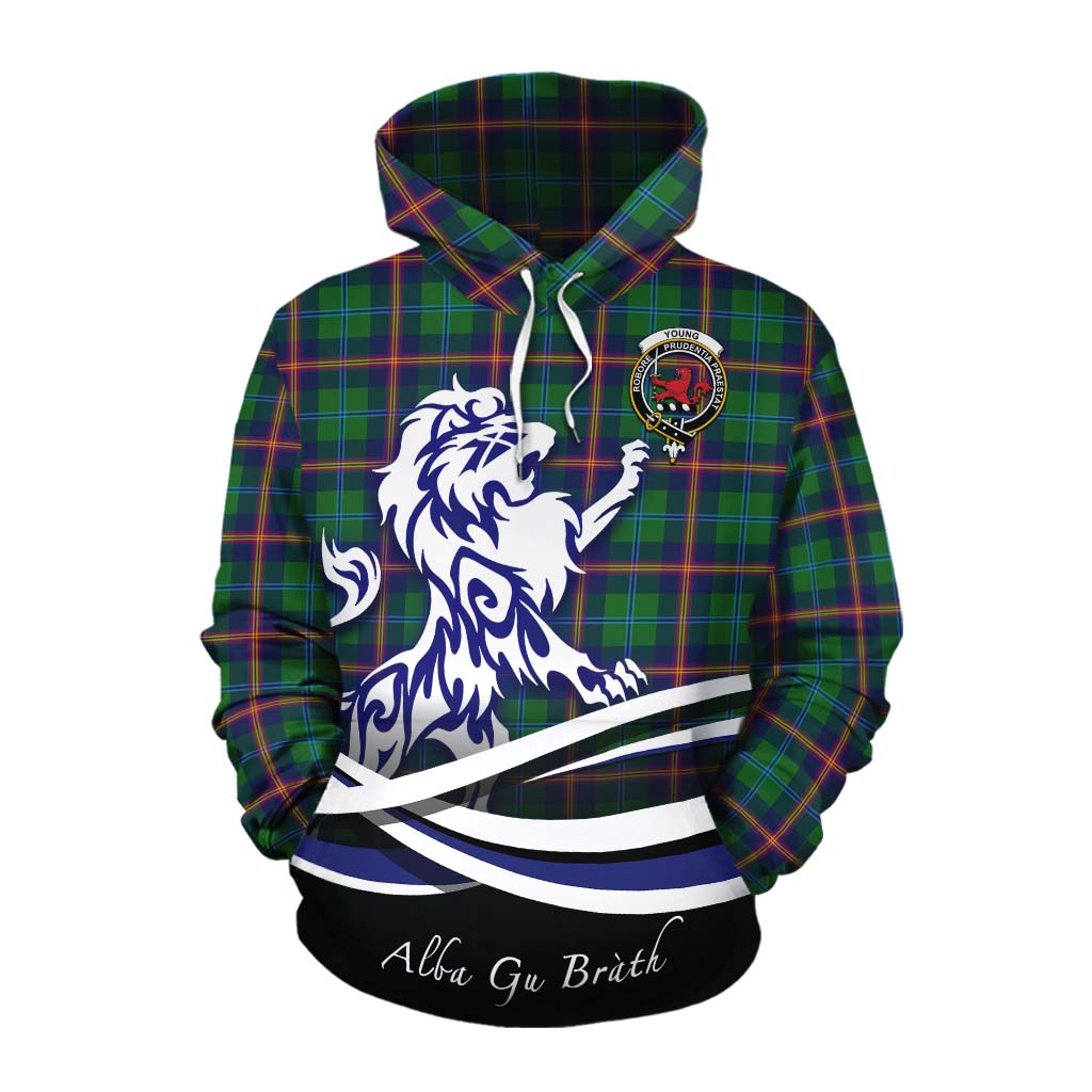 Tartan Vibes Clothing Young Tartan Cotton Hoodie with Alba Gu Brath Regal Lion Emblem