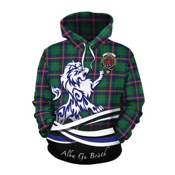 Young Tartan Cotton Hoodie with Alba Gu Brath Regal Lion Emblem