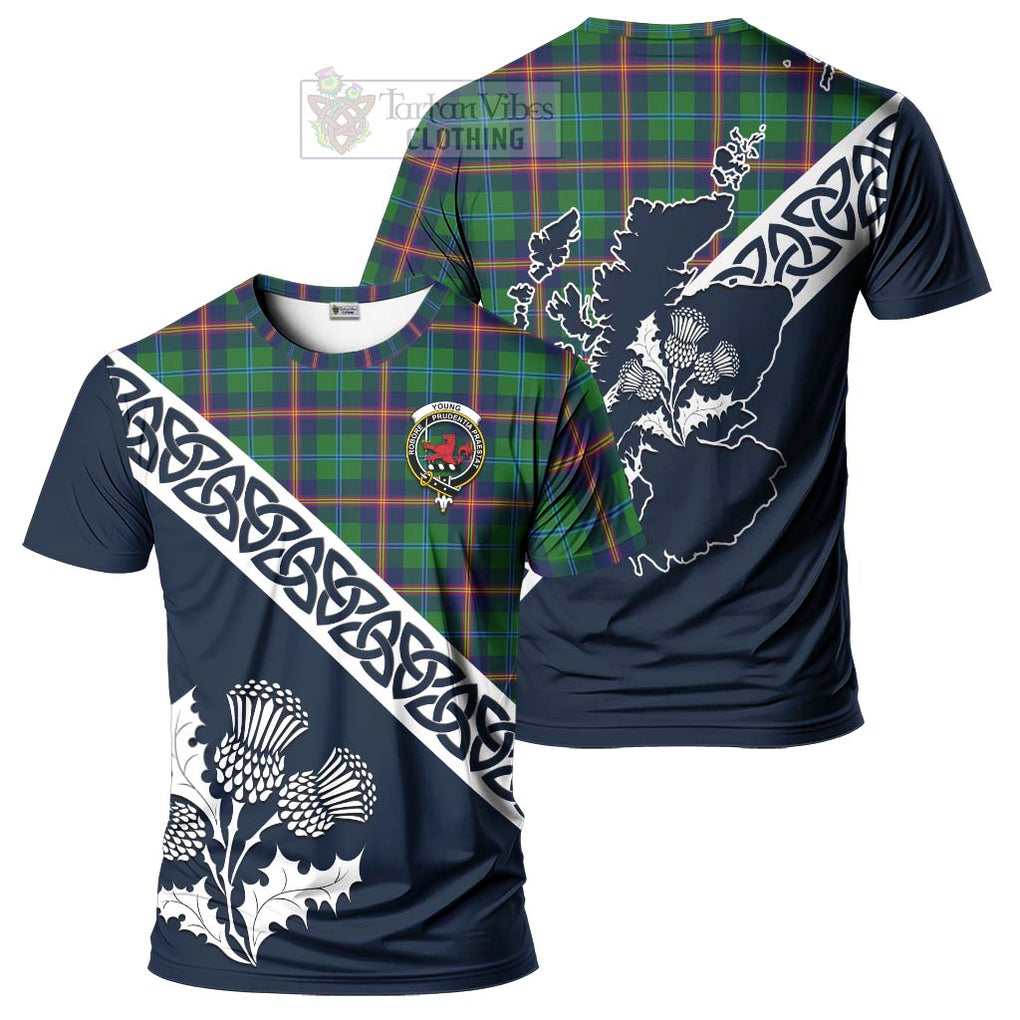 Young Tartan T-Shirt Featuring Thistle and Scotland Map