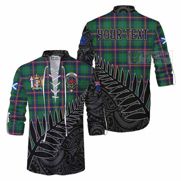 Young Crest Tartan Ghillie Kilt Shirt with New Zealand Silver Fern Half Style