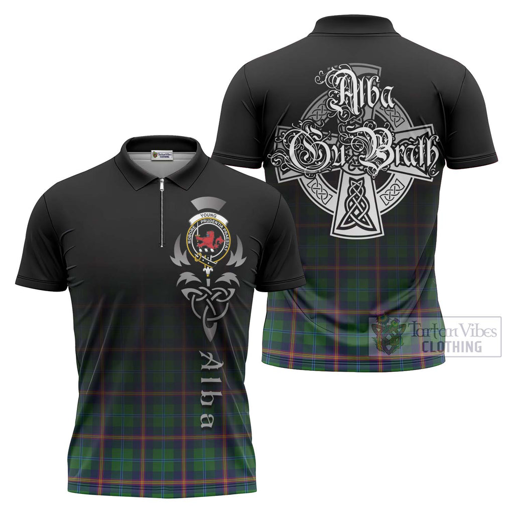 Tartan Vibes Clothing Young Tartan Zipper Polo Shirt Featuring Alba Gu Brath Family Crest Celtic Inspired