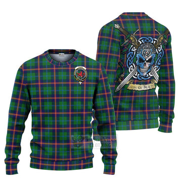 Young Tartan Ugly Sweater with Family Crest Celtic Skull Style