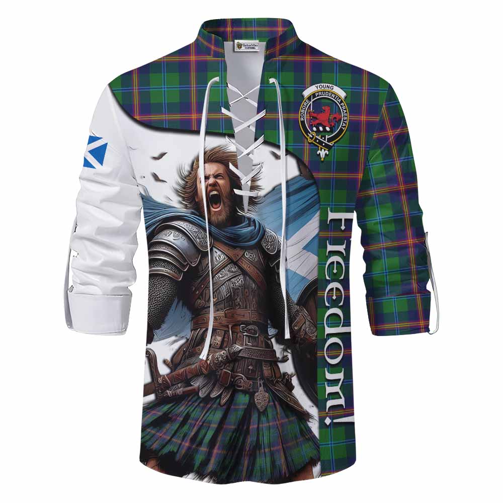 Tartan Vibes Clothing Young Crest Tartan Ghillie Kilt Shirt Inspired by the Freedom of Scottish Warrior