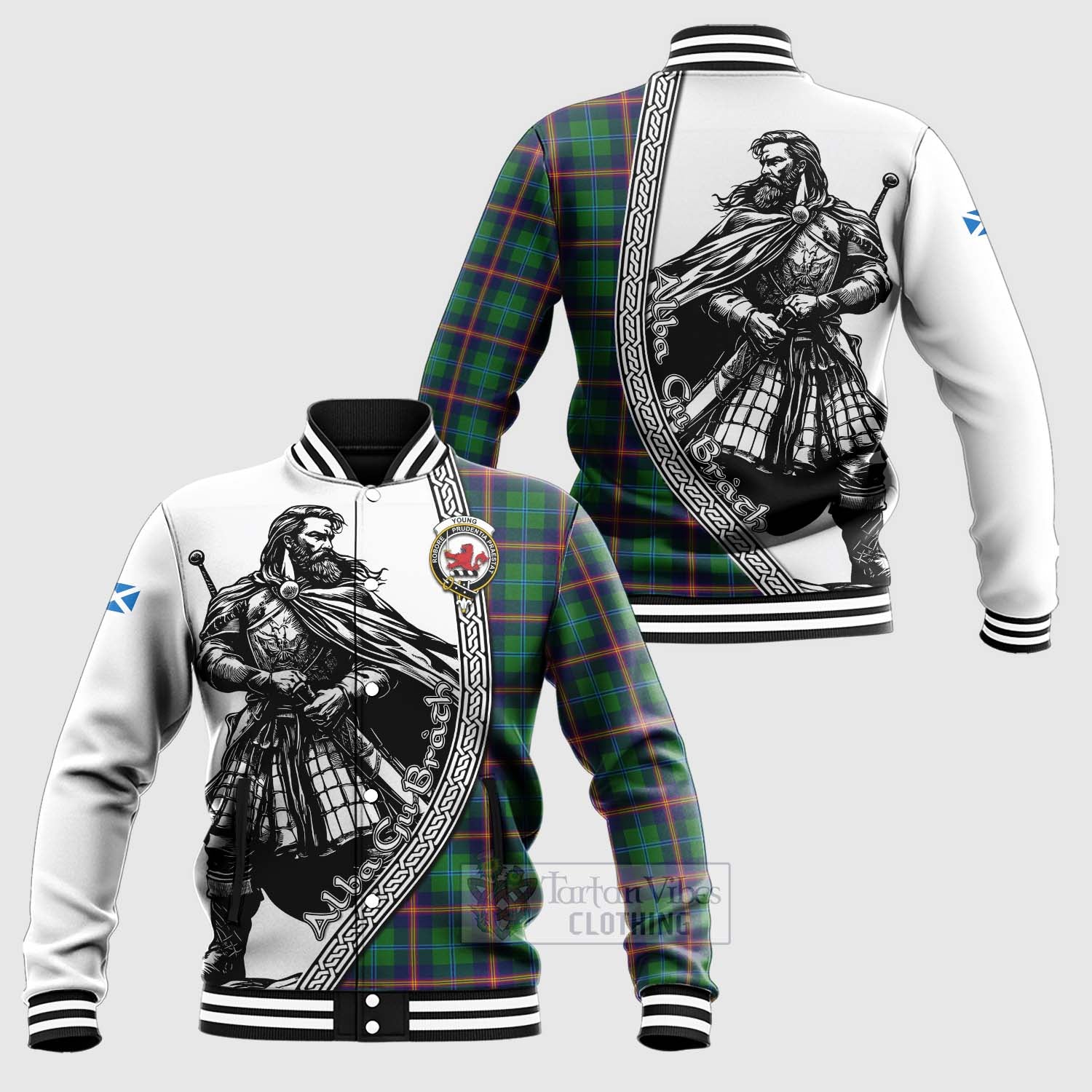 Tartan Vibes Clothing Young Tartan Clan Crest Baseball Jacket with Highlander Warrior Celtic Style