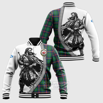 Young Tartan Clan Crest Baseball Jacket with Highlander Warrior Celtic Style