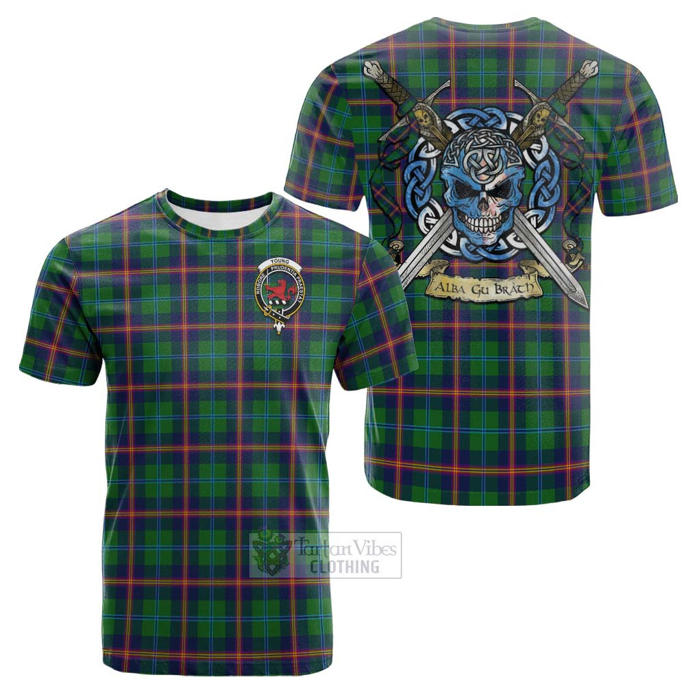 Tartan Vibes Clothing Young Tartan Cotton T-shirt with Family Crest Celtic Skull Style