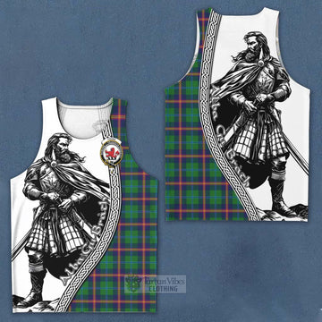 Young Tartan Clan Crest Men's Tank Top with Highlander Warrior Celtic Style