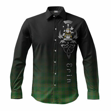 Young Irish Clan Long Sleeve Button Shirt with Coat of Arms Erin Go Bragh Celtic Inspired Men's Shirt S - Tartan Vibes Clothing