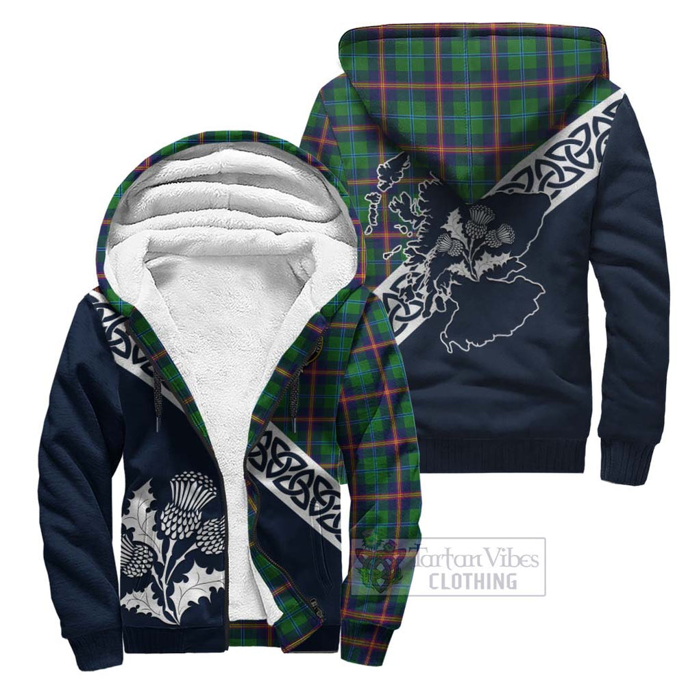 Tartan Vibes Clothing Young Tartan Sherpa Hoodie Featuring Thistle and Scotland Map