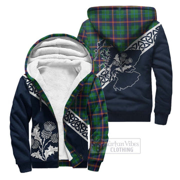 Young Tartan Sherpa Hoodie Featuring Thistle and Scotland Map